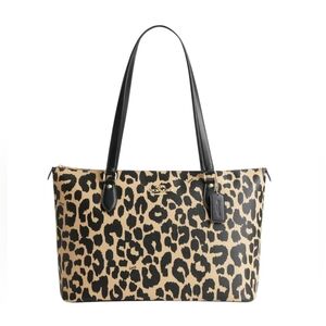 Coach Leopard Print Tote - Black and Tan